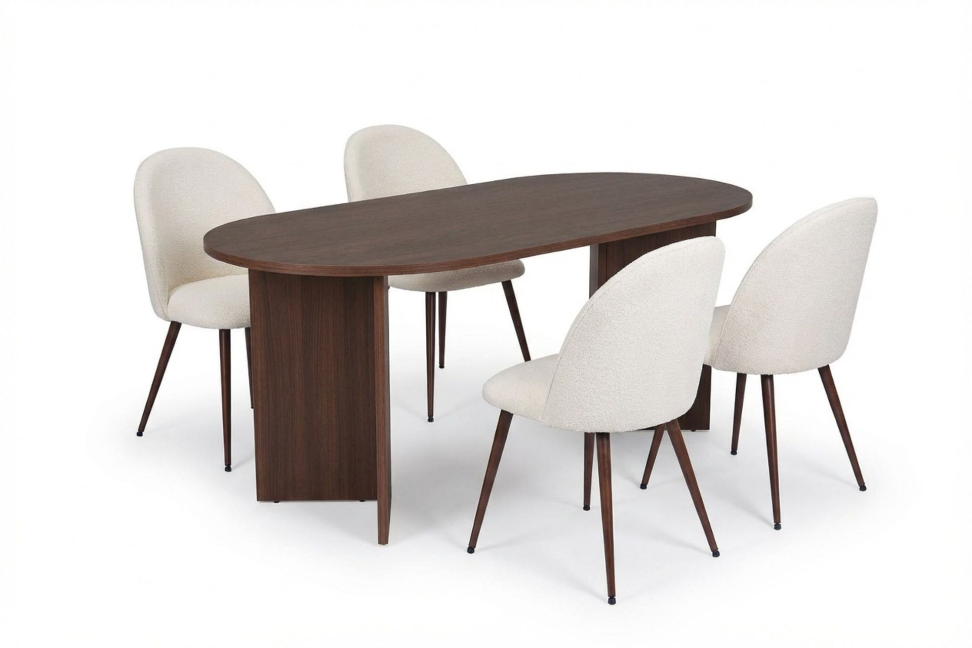 Dano Spisebord 180 cm med 4 Nibe Plus Spisestoler - Hvit/Brun