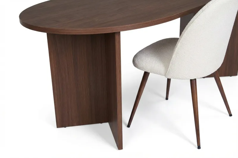 Dano Spisebord 180 cm med 4 Nibe Plus Spisestoler - Hvit/Brun - Møbler - Bord - Spisegrupper