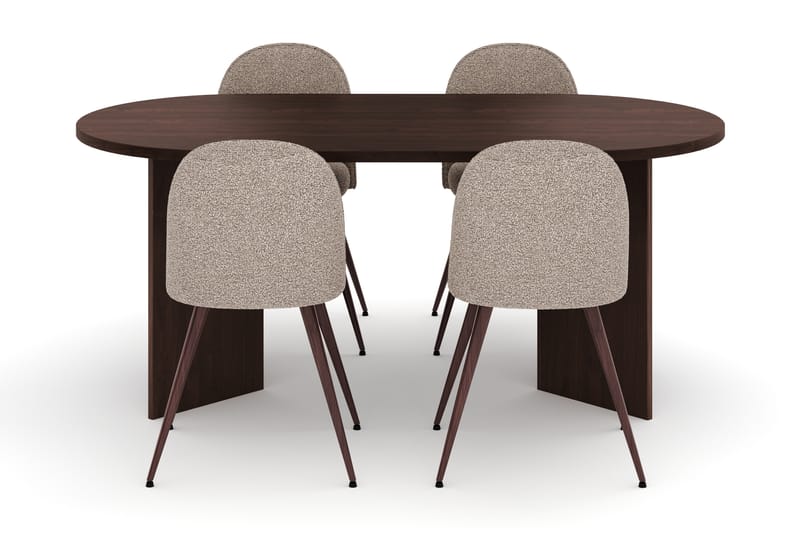 Dano Spisebord 180 cm med 4 Nibe Plus Spisestoler - Valnøtt / Greige - Møbler - Bord - Spisegrupper