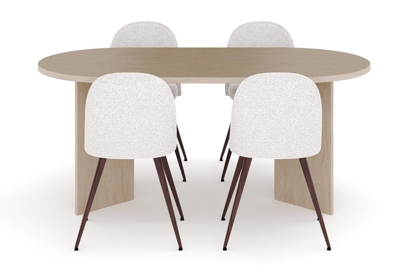 Dano Spisebord 180 cm med 4 Nibe Plus Spisestoler - Travertin / Hvit - Møbler - Bord - Spisegrupper