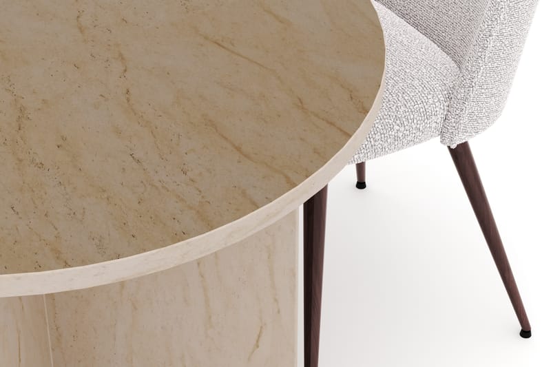 Dano Spisebord 180 cm med 4 Nibe Plus Spisestoler - Travertin / Hvit - Møbler - Bord - Spisegrupper