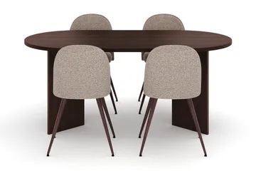 Dano Spisebord 180 cm med 4 Nibe Plus Spisestoler - Valnøtt / Greige - Møbler - Bord - Spisegrupper