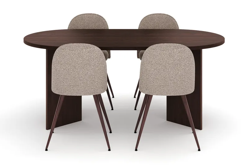 Dano Spisebord 180 cm med 4 Nibe Plus Spisestoler - Valnøtt / Greige - Møbler - Bord - Spisegrupper