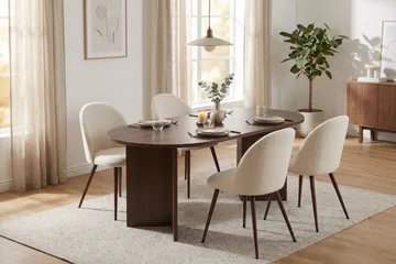 Dano Spisebord 180 cm med 4 Nibe Plus Spisestoler - Hvit/Brun - Møbler - Bord - Spisegrupper