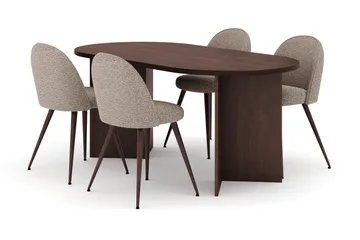 Dano Spisebord 180 cm med 4 Nibe Plus Spisestoler - Valnøtt / Greige - Møbler - Bord - Spisegrupper