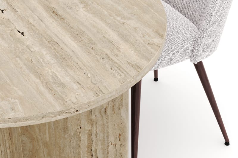 Dano Spisebord 180 cm med 4 Nibe Plus Spisestoler - Travertin / Hvit - Møbler - Bord - Spisegrupper