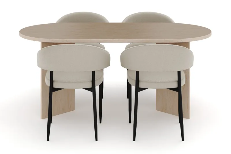 Dano Spisebord 180 cm med 4 Sawako Spisestoler - Travertin / Beige - Møbler - Bord - Spisegrupper