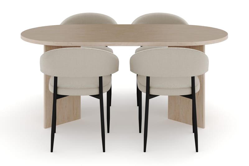 Dano Spisebord 180 cm med 4 Sawako Spisestoler - Travertin / Beige - Møbler - Bord - Spisegrupper