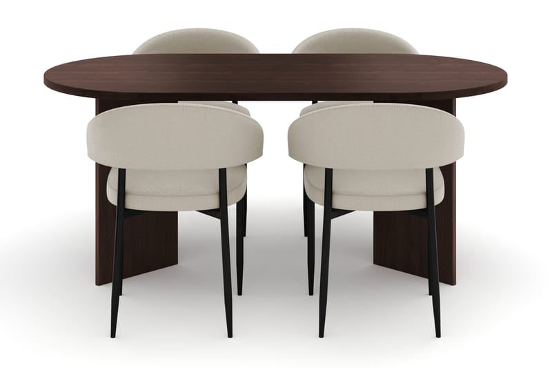 Dano Spisebord 180 cm med 4 Sawako Spisestoler - Valnøtt / Beige - Møbler - Bord - Spisegrupper
