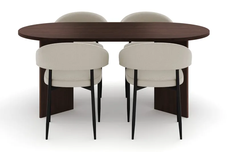 Dano Spisebord 180 cm med 4 Sawako Spisestoler - Valnøtt / Beige - Møbler - Bord - Spisegrupper