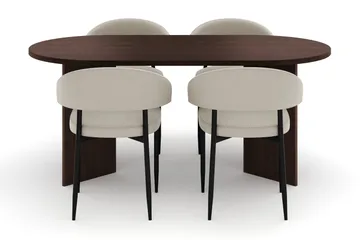 Dano Spisebord 180 cm med 4 Sawako Spisestoler - Valnøtt / Beige - Møbler - Bord - Spisegrupper