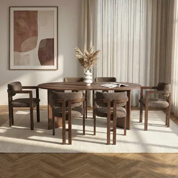 Dano Spisebord 180 cm med 6 Bonavista Stole - Milano valnøtt, mørk valnøtt, brun - Møbler - Bord - Spisegrupper