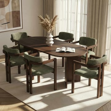 Dano Spisebord 180 cm med 6 Bonavista Stole - Milano Walnut, Dark Walnut, Green - Møbler - Bord - Spisegrupper