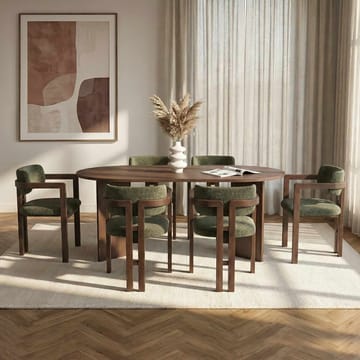 Dano Spisebord 180 cm med 6 Bonavista Stole - Milano Walnut, Dark Walnut, Green - Møbler - Bord - Spisegrupper