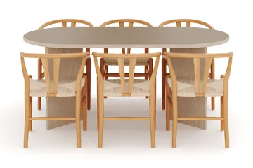 Dano Spisebord 180 cm med 6 Dastoori Spisestoler - Travertin / Natur - Møbler - Bord - Spisegrupper