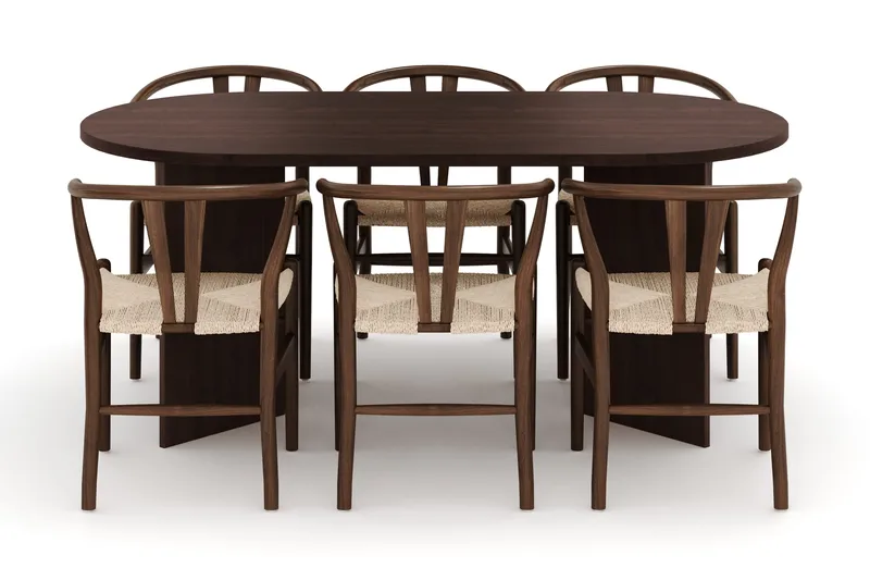 Dano Spisebord 180 cm med 6 Dastoori Spisestoler - Valnøtt - Møbler - Bord - Spisegrupper