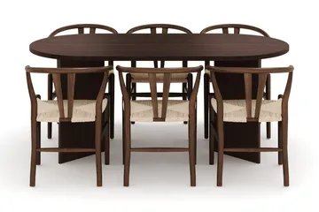 Dano Spisebord 180 cm med 6 Dastoori Spisestoler - Valnøtt - Møbler - Bord - Spisegrupper