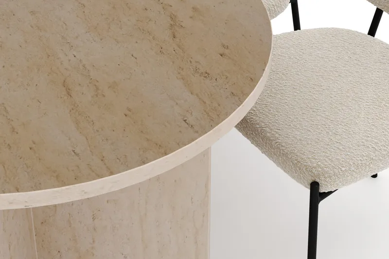 Dano Spisebord 180 cm med 6 Gemmiano Spisestoler - Travertin / Hvit Bouclé - Møbler - Bord - Spisegrupper