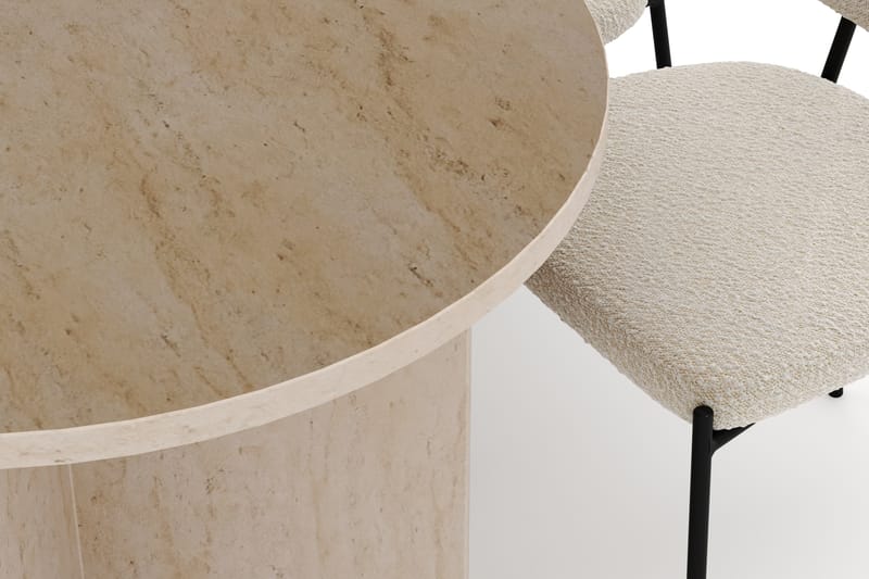 Dano Spisebord 180 cm med 6 Gemmiano Spisestoler - Travertin / Hvit Bouclé - Møbler - Bord - Spisegrupper