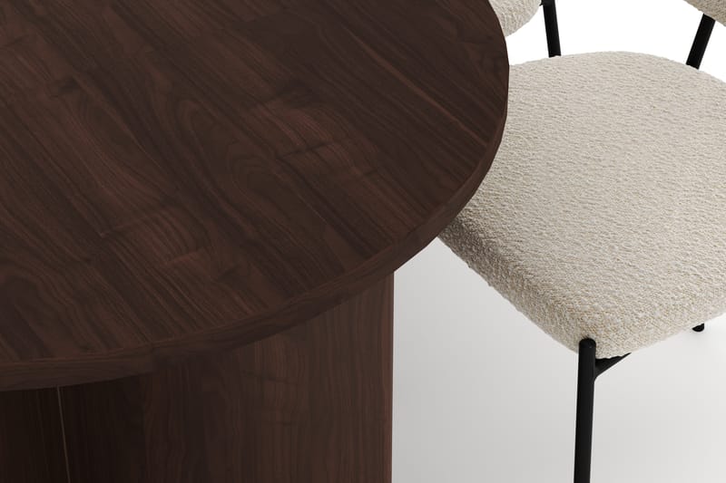 Dano Spisebord 180 cm med 6 Gemmiano Spisestoler - Valnøtt / Hvit Bouclé - Møbler - Bord - Spisegrupper