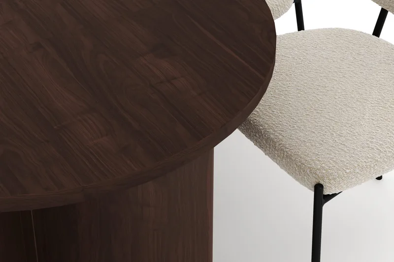 Dano Spisebord 180 cm med 6 Gemmiano Spisestoler - Valnøtt / Hvit Bouclé - Møbler - Bord - Spisegrupper