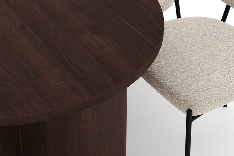 Dano Spisebord 180 cm med 6 Gemmiano Spisestoler - Valnøtt / Hvit Bouclé - Møbler - Bord - Spisegrupper