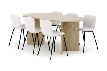 Dano Spisebord 180 cm med 6 Katy Spisestoler - Travertin / Hvit - Møbler - Bord - Spisegrupper
