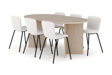 Dano Spisebord 180 cm med 6 Katy Spisestoler - Travertin / Hvit - Møbler - Bord - Spisegrupper