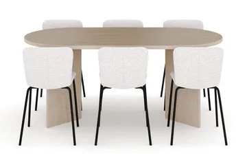 Dano Spisebord 180 cm med 6 Katy Spisestoler - Travertin / Hvit - Møbler - Bord - Spisegrupper
