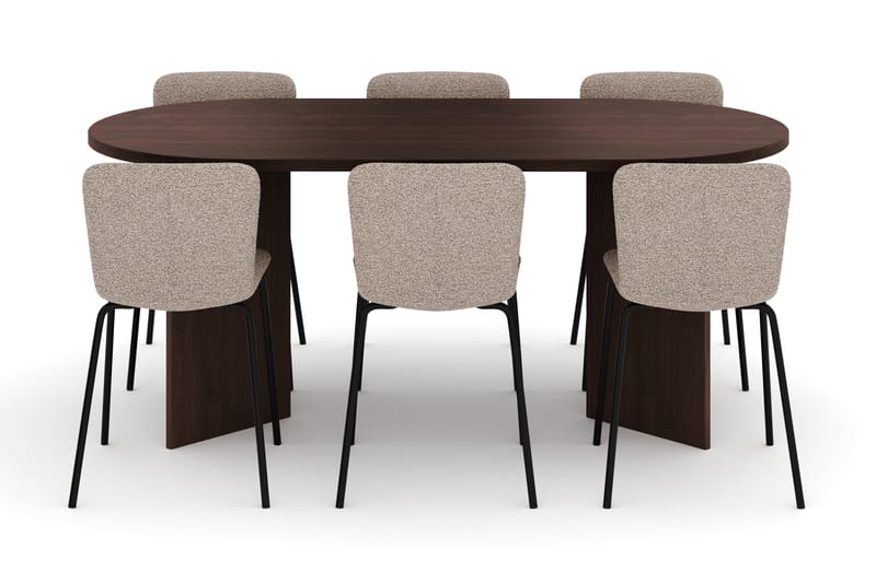 Dano Spisebord 180 cm med 6 Katy Spisestoler - Valnøtt / Greige - Møbler - Bord - Spisegrupper