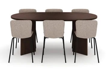 Dano spisebord 180 cm med 6 Katy spisestoler - Valnøtt|greige - Møbler - Bord - Spisegrupper
