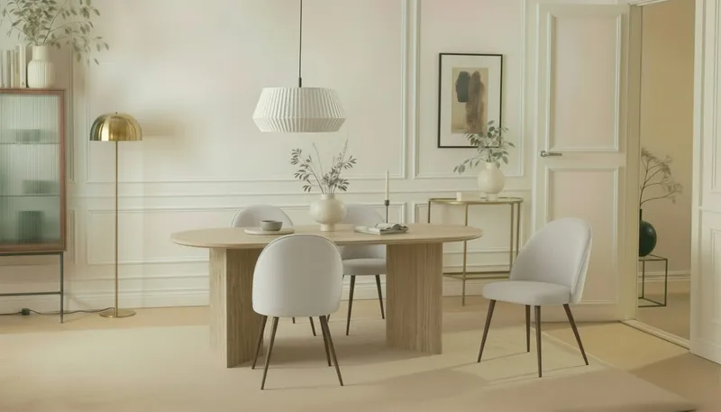 Dano Spisebord 180 cm med 6 Nibe Plus Spisestoler - Travertin / Hvit - Møbler - Bord - Spisegrupper