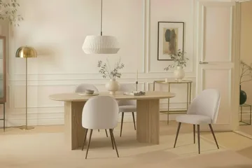 Dano Spisebord 180 cm med 6 Nibe Plus Spisestoler - Travertin / Hvit - Møbler - Bord - Spisegrupper