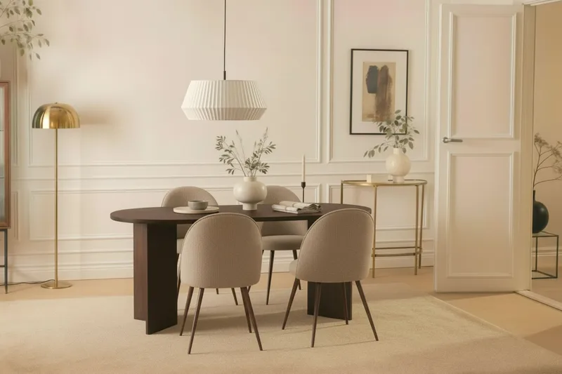 Dano Spisebord 180 cm med 6 Nibe Plus Spisestoler - Valnøtt / Greige - Møbler - Bord - Spisegrupper