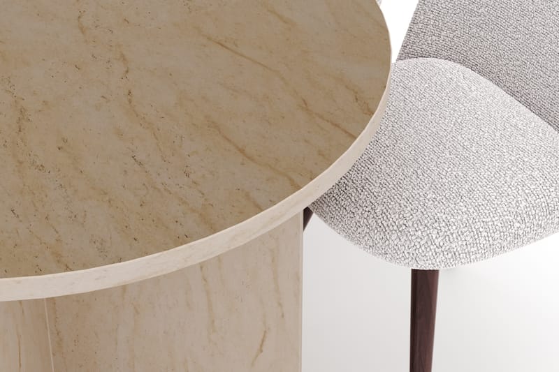 Dano Spisebord 180 cm med 6 Nibe Plus Spisestoler - Travertin / Hvit - Møbler - Bord - Spisegrupper