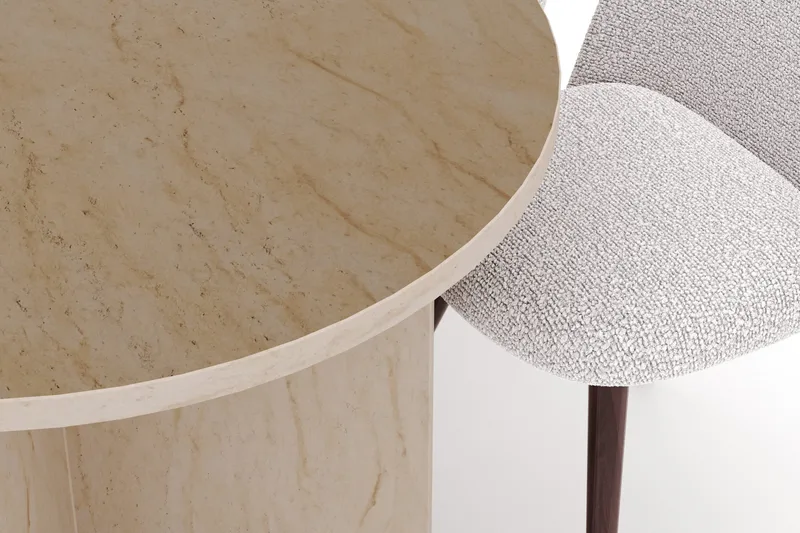 Dano Spisebord 180 cm med 6 Nibe Plus Spisestoler - Travertin / Hvit - Møbler - Bord - Spisegrupper