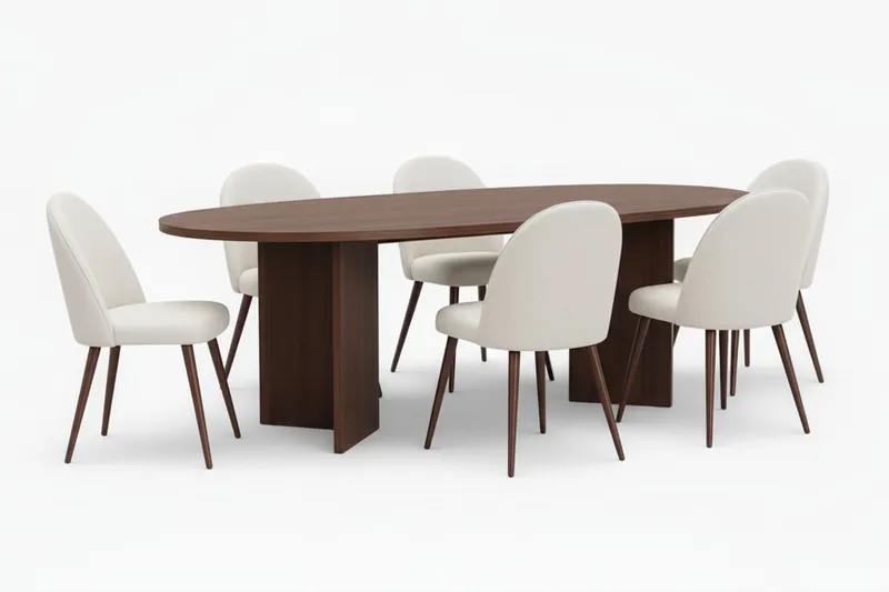 Dano Spisebord 180 cm med 6 Nibe Plus Spisestoler - Hvit/Brun - Møbler - Bord - Spisegrupper