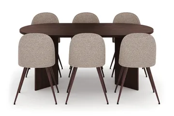 Dano Spisebord 180 cm med 6 Nibe Plus Spisestoler - Valnøtt / Greige - Møbler - Bord - Spisegrupper