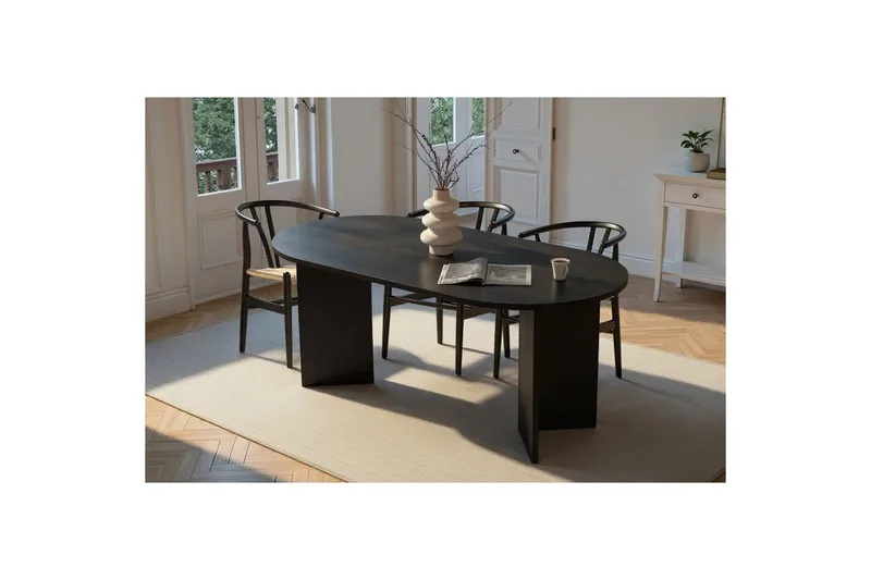 Dano Spisebord 180 cm Oval - Natur/Svart - Møbler - Bord - Spisebord & kjøkkenbord