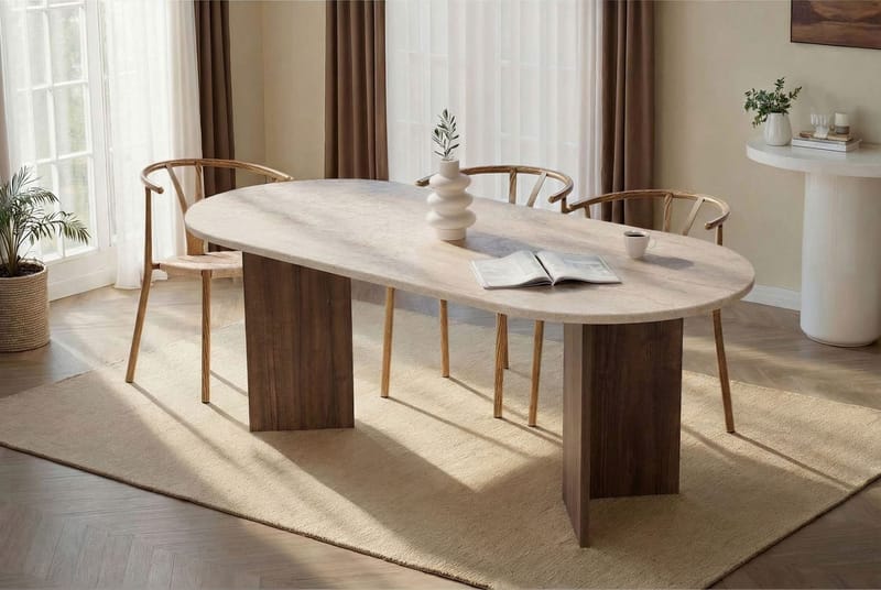 Dano Spisebord 200x75x90 cm - Travertine Walnut - Møbler - Bord - Spisebord & kjøkkenbord