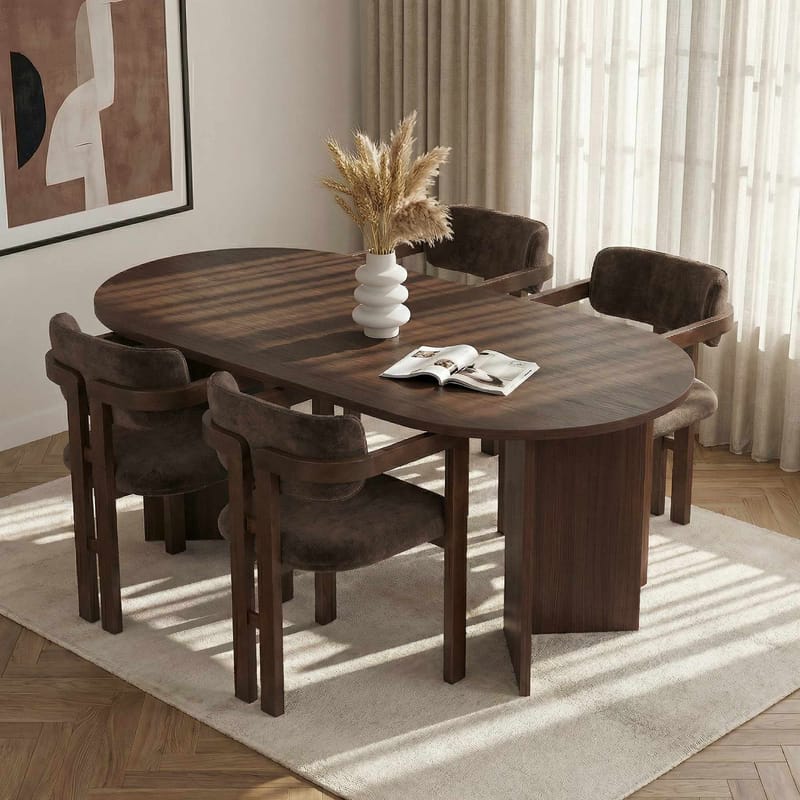 Dano Spisebord- og stolsett 180x75x90 cm 5 deler - Milano valnøtt, mørk valnøtt, brun - Møbler - Bord - Spisegrupper