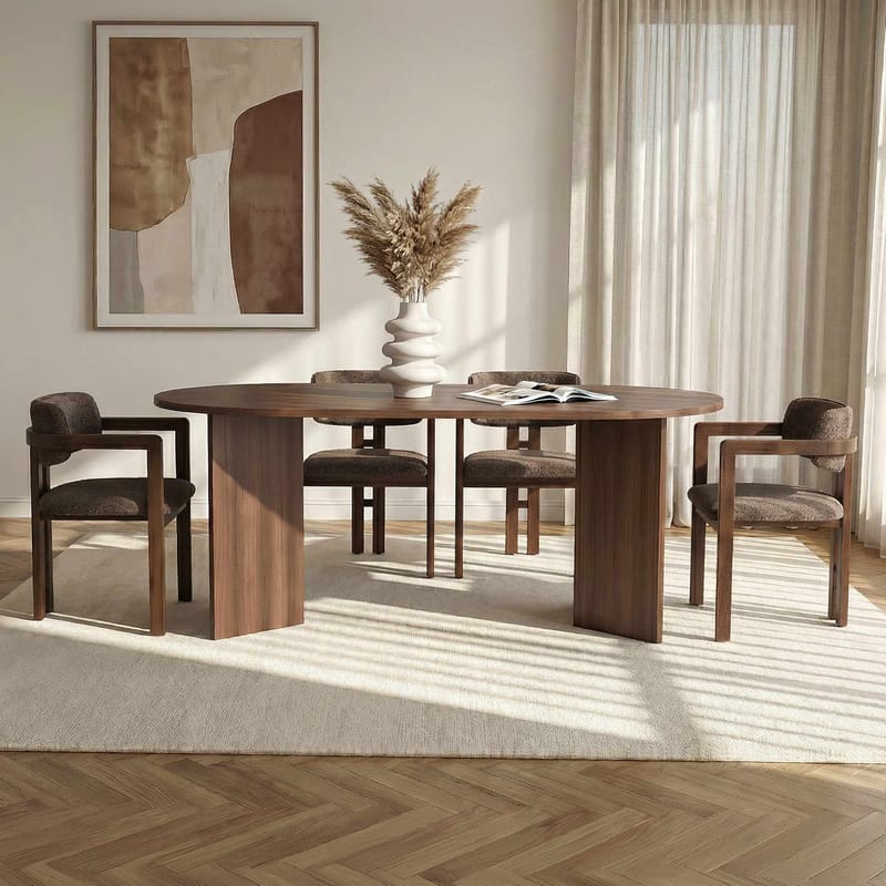 Dano Spisebord- og stolsett 180x75x90 cm 5 deler - Milano valnøtt, mørk valnøtt, brun - Møbler - Bord - Spisegrupper