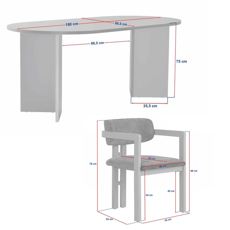 Dano Spisebord- og stolsett 180x75x90 cm 5 deler - Milano Walnut, Dark Walnut, hvit - Møbler - Bord - Spisegrupper