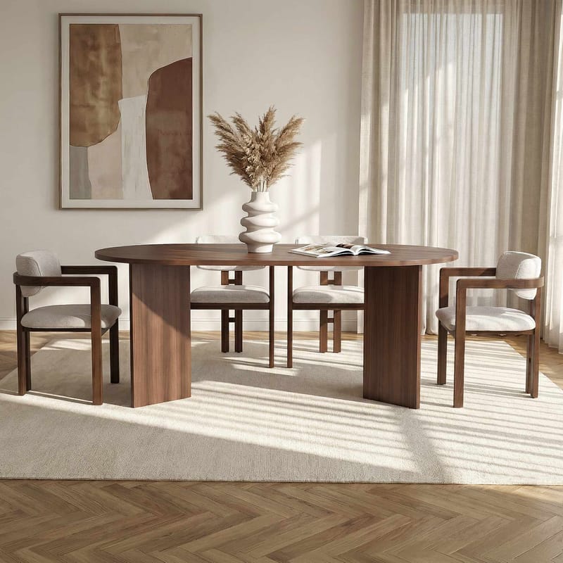 Dano Spisebord- og stolsett 180x75x90 cm 5 deler - Milano Walnut, Dark Walnut, hvit - Møbler - Bord - Spisegrupper