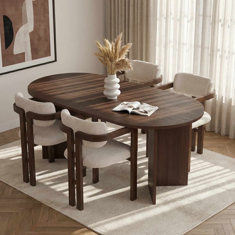 Dano Spisebord- og stolsett 180x75x90 cm 5 deler - Milano Walnut, Dark Walnut, hvit - Møbler - Bord - Spisegrupper