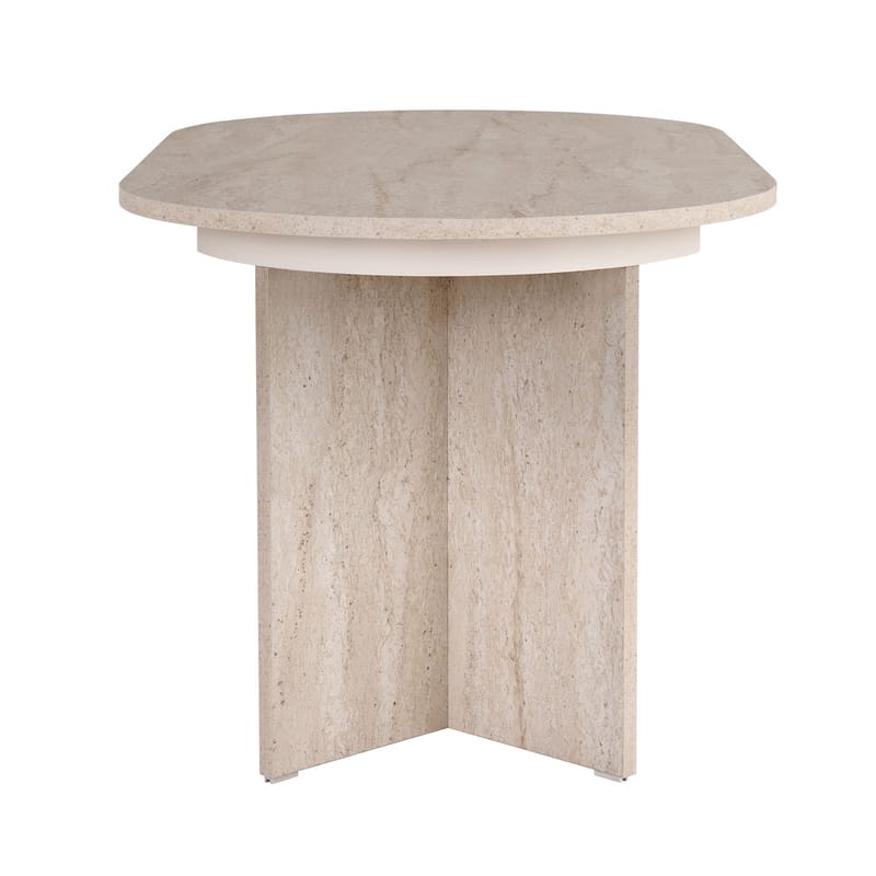 Dano Uttrekkbart Ovalt Spisebord 160-200x90 cm med Travertinutseende - Beige - Møbler - Bord - Spisebord & kjøkkenbord