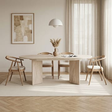 Dano Uttrekkbart Ovalt Spisebord 160-200x90 cm med Travertinutseende - Beige - Møbler - Bord - Spisebord & kjøkkenbord
