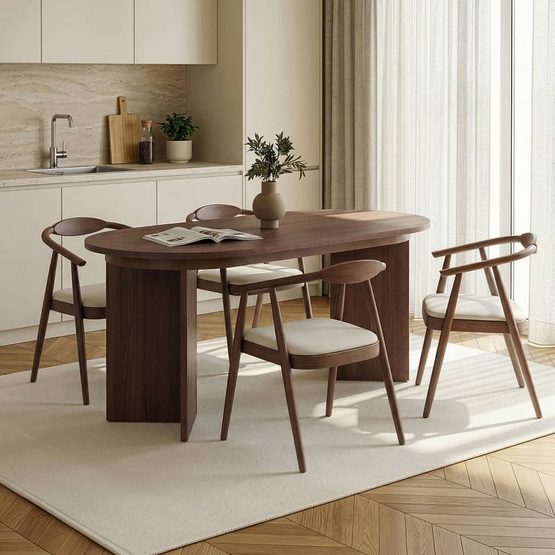 Dano Uttrekkbart spisebord 160–200 cm Ovalt - Valnøtt - Møbler - Bord - Spisebord & kjøkkenbord