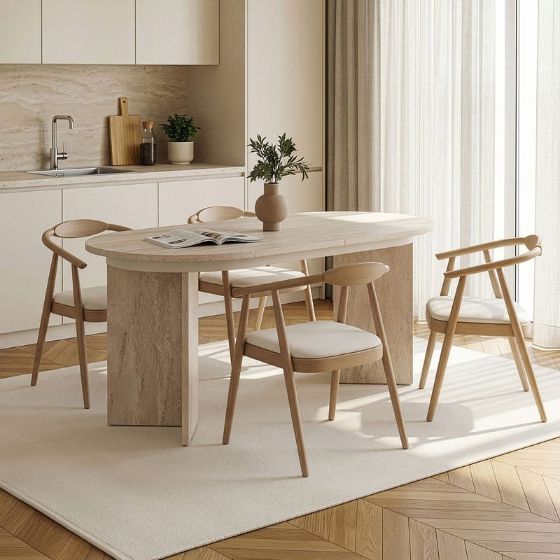 Dano Uttrekkbart spisebord 160-200 cm - Travertin - Møbler - Bord - Spisebord & kjøkkenbord