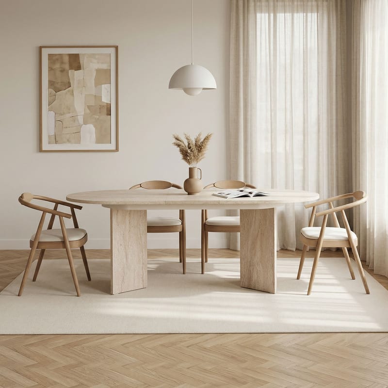 Dano Uttrekkbart spisebord 160-200 cm - Travertin - Møbler - Bord - Spisebord & kjøkkenbord